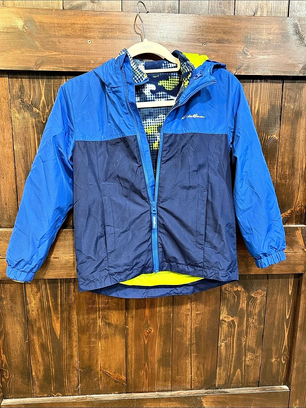 Eddie Bauer Kids 2-in-1 System Jacket Blue & Yellow Boys Small (7/8)